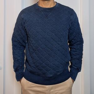 Ralph Lauren Men's Quilted Blue Crewneck Sweater